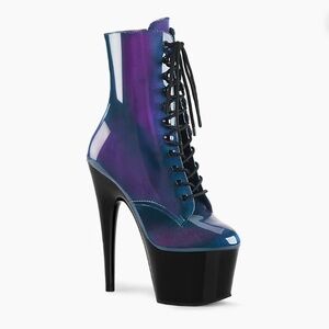 Pleaser Platform Boots- Holographic Blue/Purple
